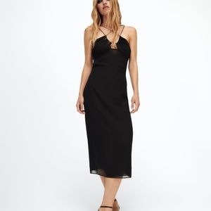 Zara CROSS STRAP DRESS BLACK -